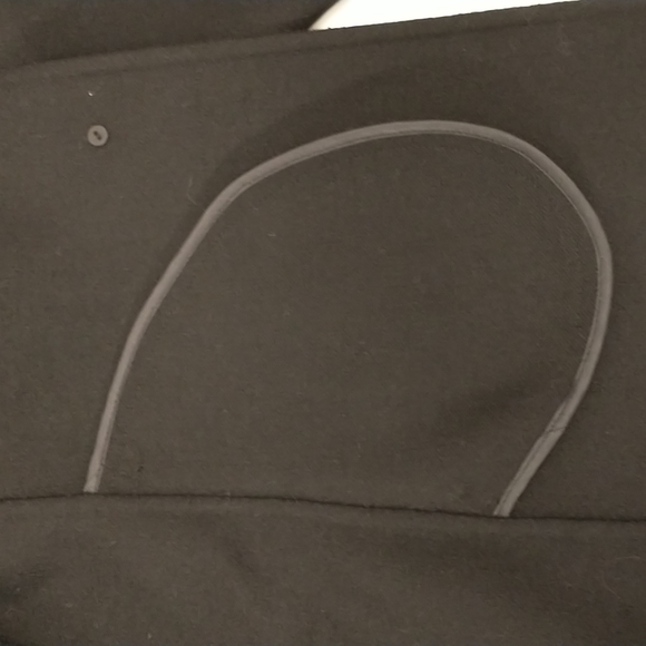 Black Wool Lightweight Jacket Wide Collar Pockets Classy Classic 6P Quality EUC - Picture 10 of 12